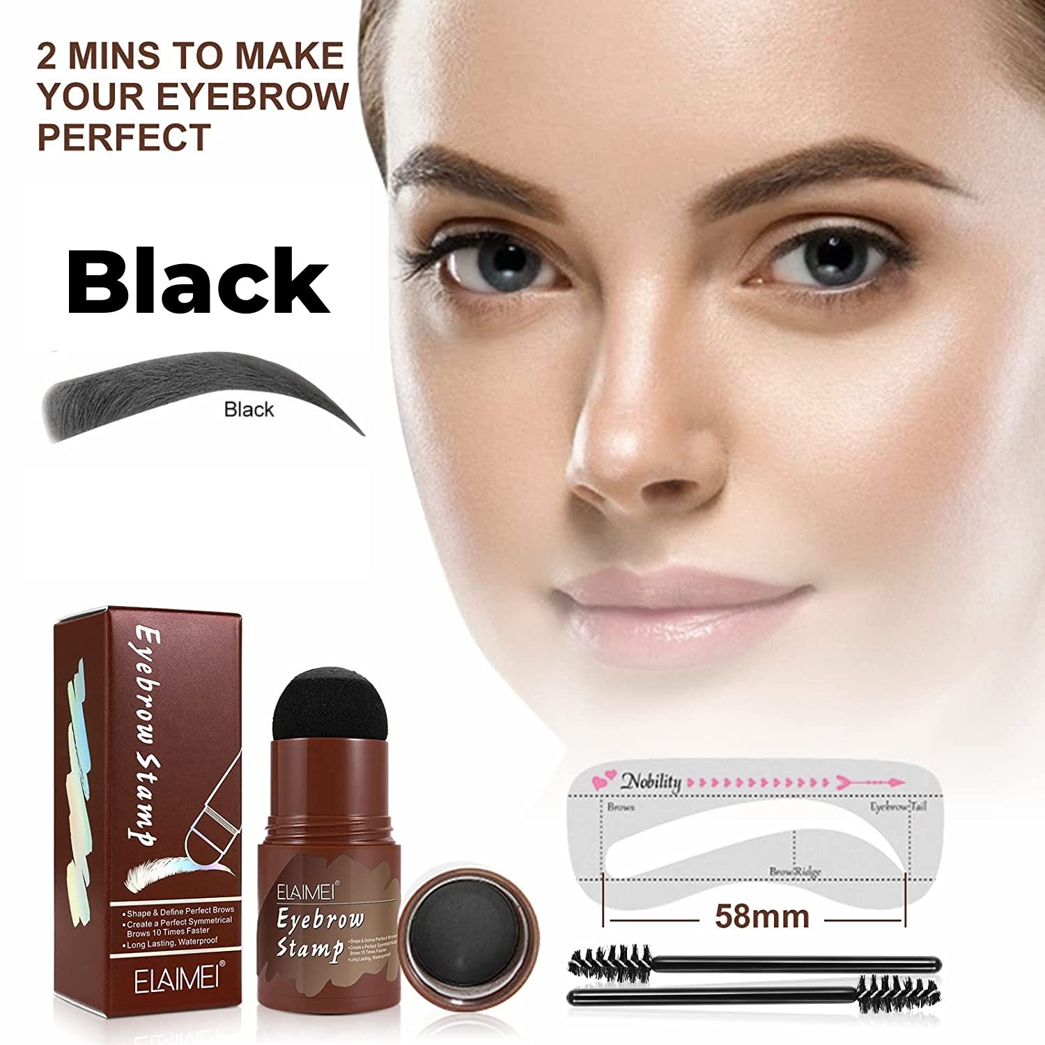 ELAIMEI Natural Eyebrow Stencil Kit, BLACK