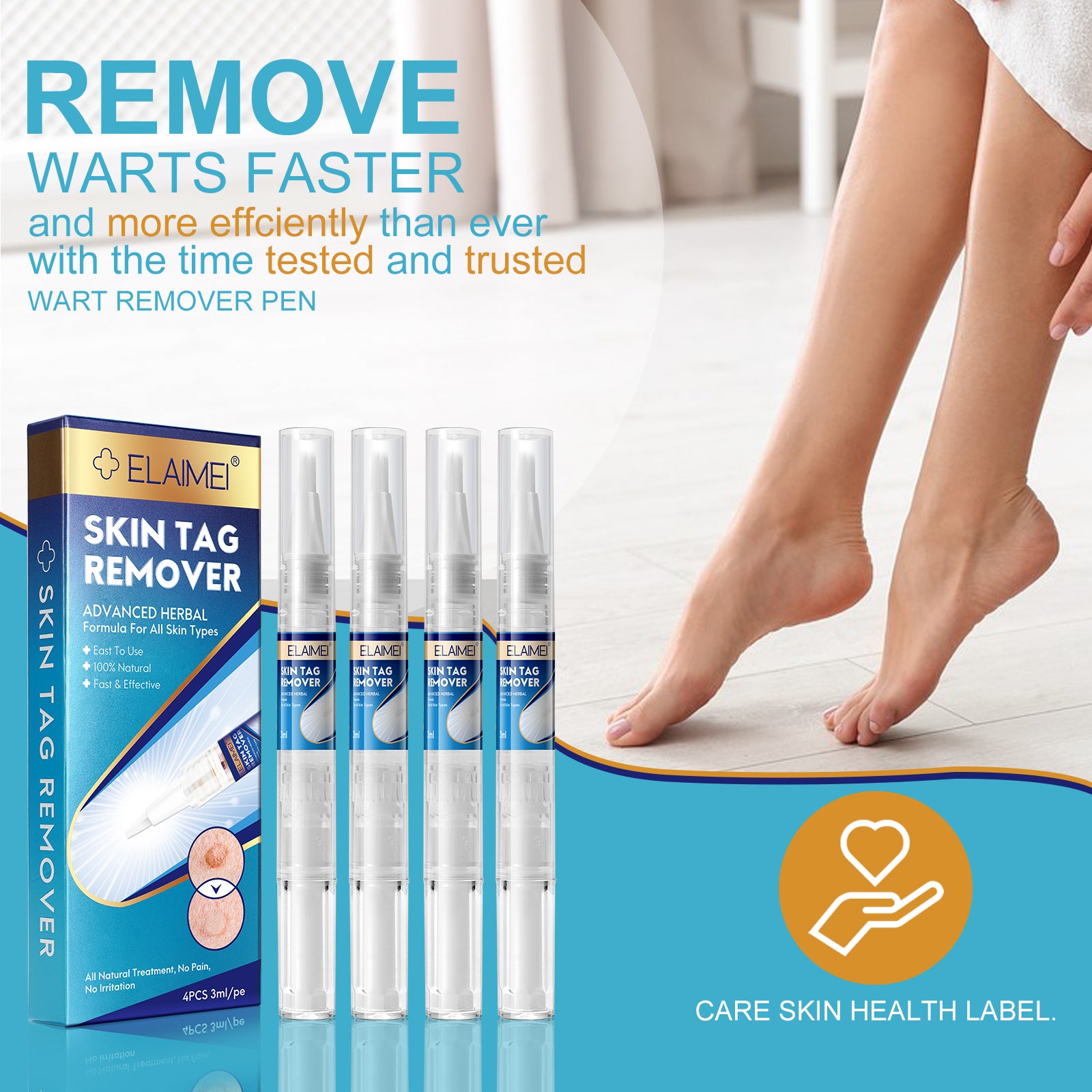 ELAIMEI Skin Tag Remover Kit, Anti Mole & Wart Body Pens, 4pcs