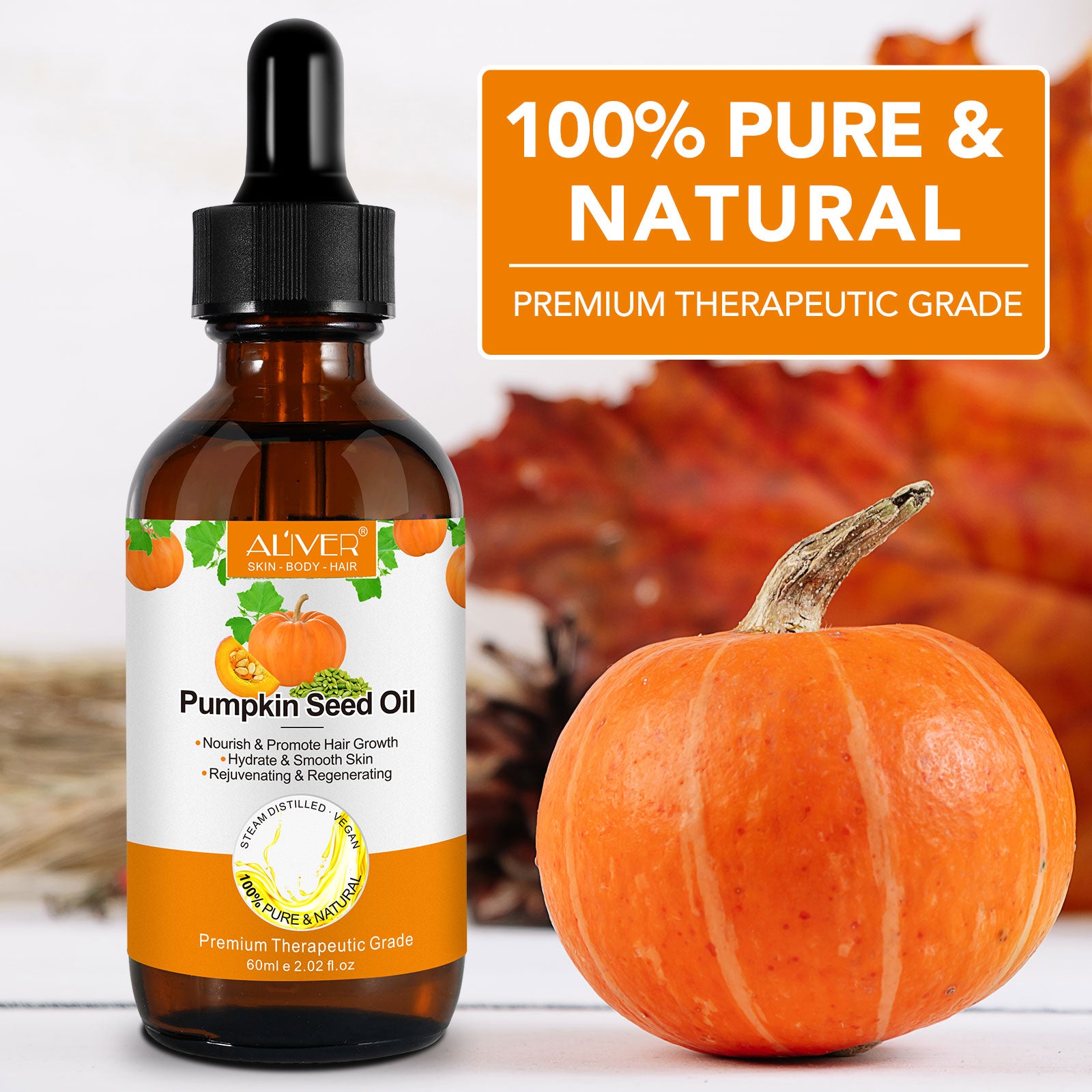 ALIVER Pure Pumpkin Seed Oil for Hair Growth, 60ml