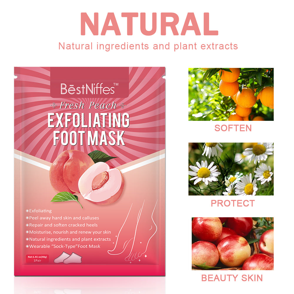BestNiffes Exfoliating Foot Peel Mask, Fresh Peach