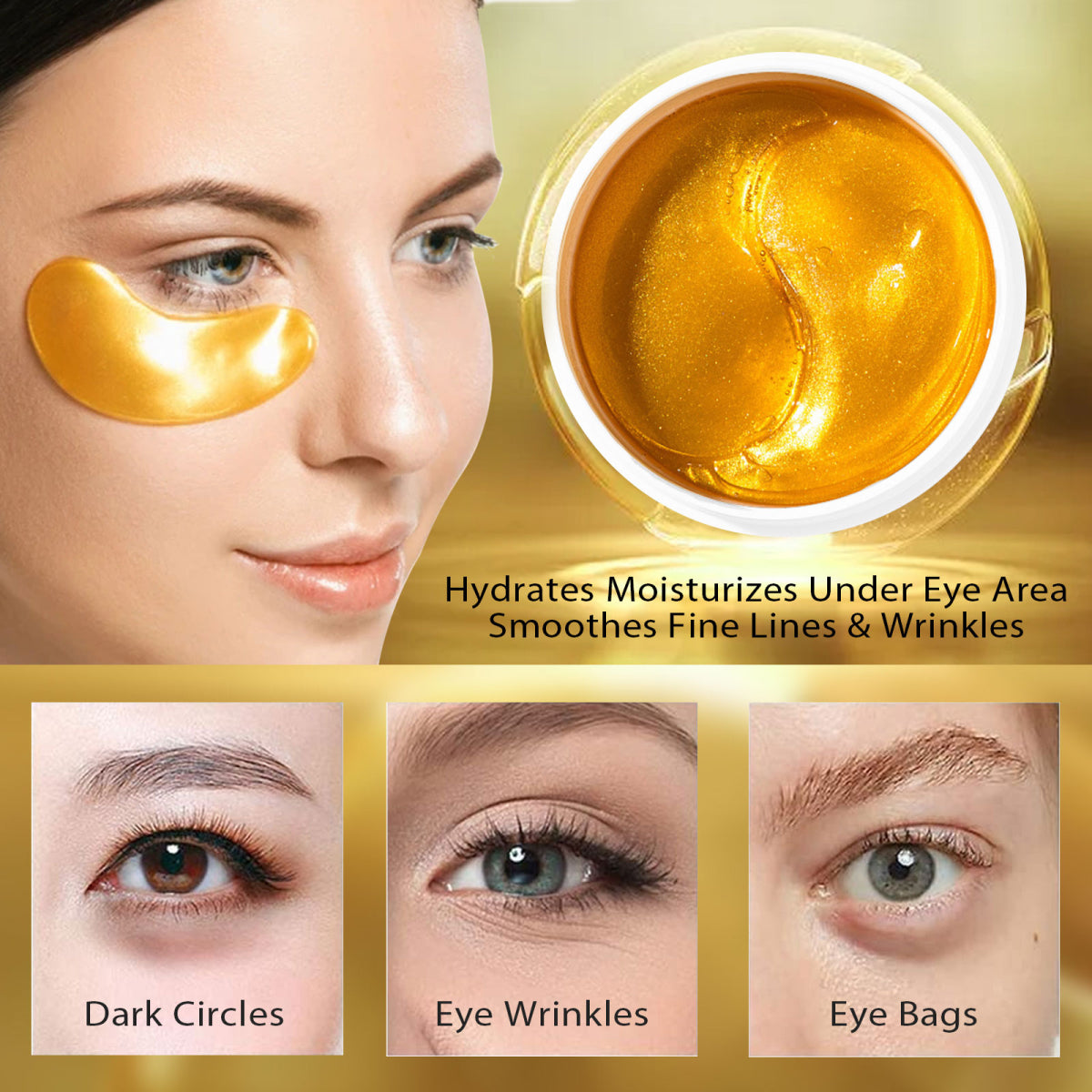 Aliver Hydrogel Under Eye Patches Mask Pads for Dark Circles Bags