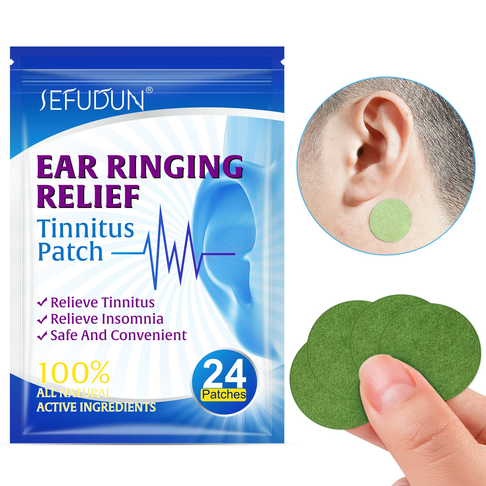 SEFUDUN Ear Ringing Relieving Patches, 24pcs