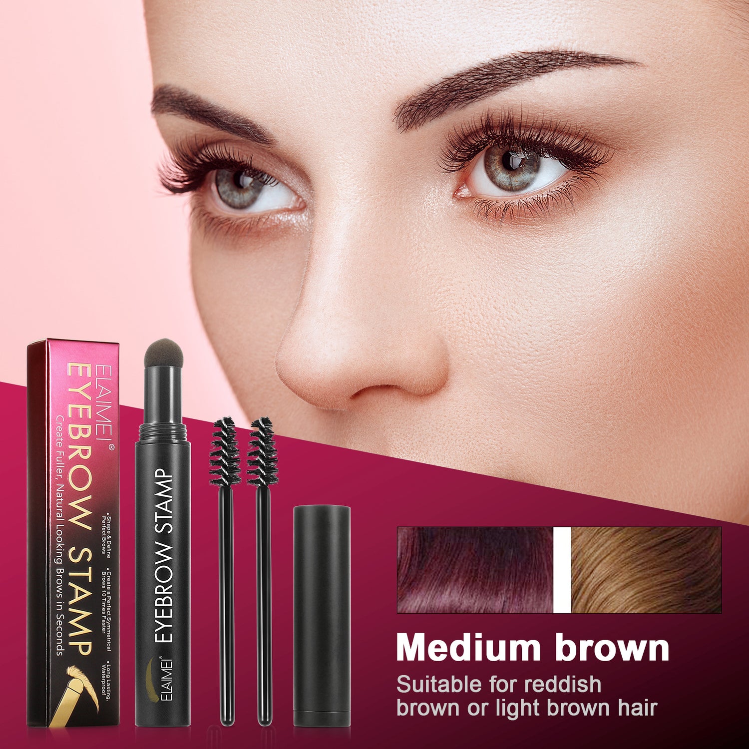 ELAIMEI Medium Brown Eyebrow Stamp Set