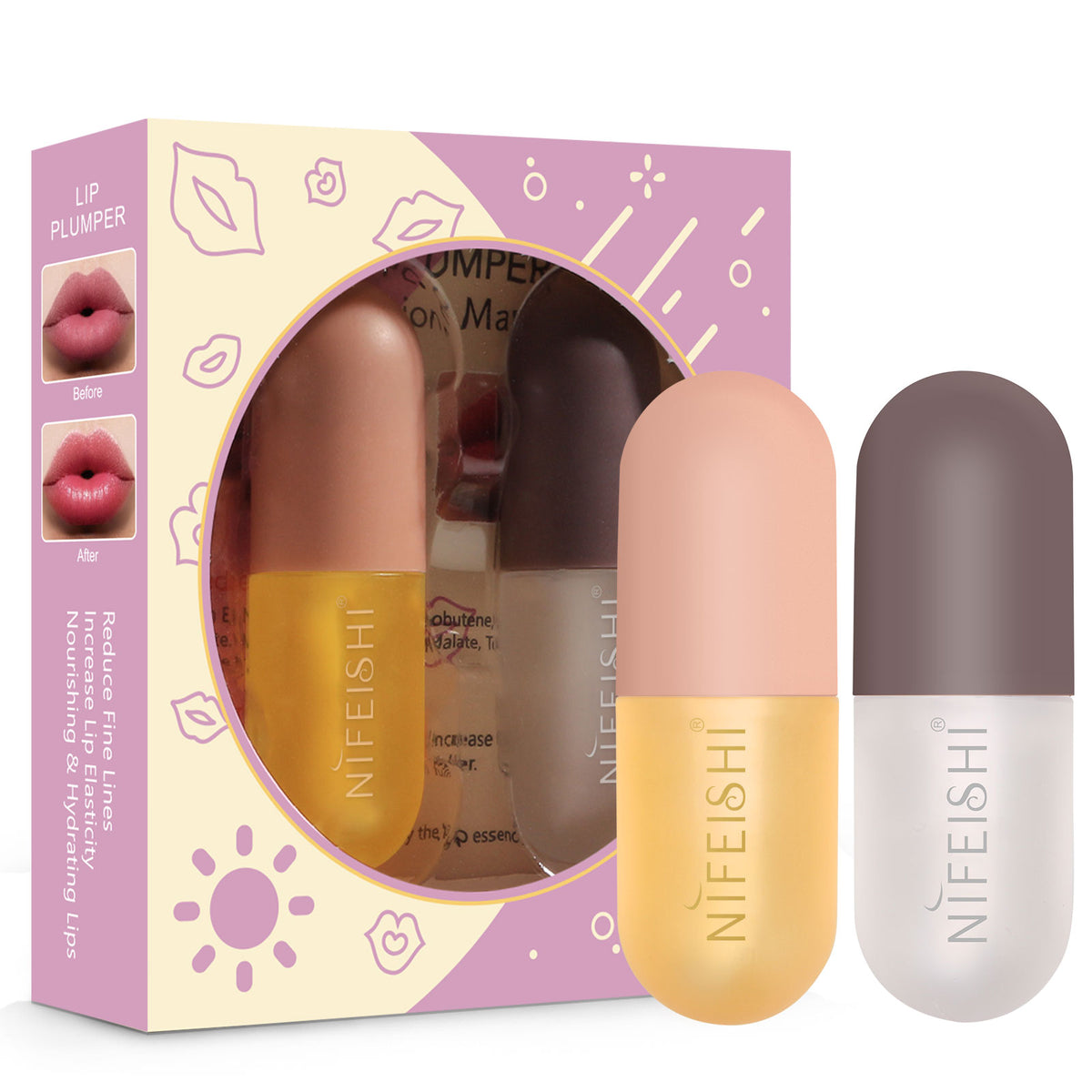 NIFEISHI 2pcs Day & Night Lip Plumper Set