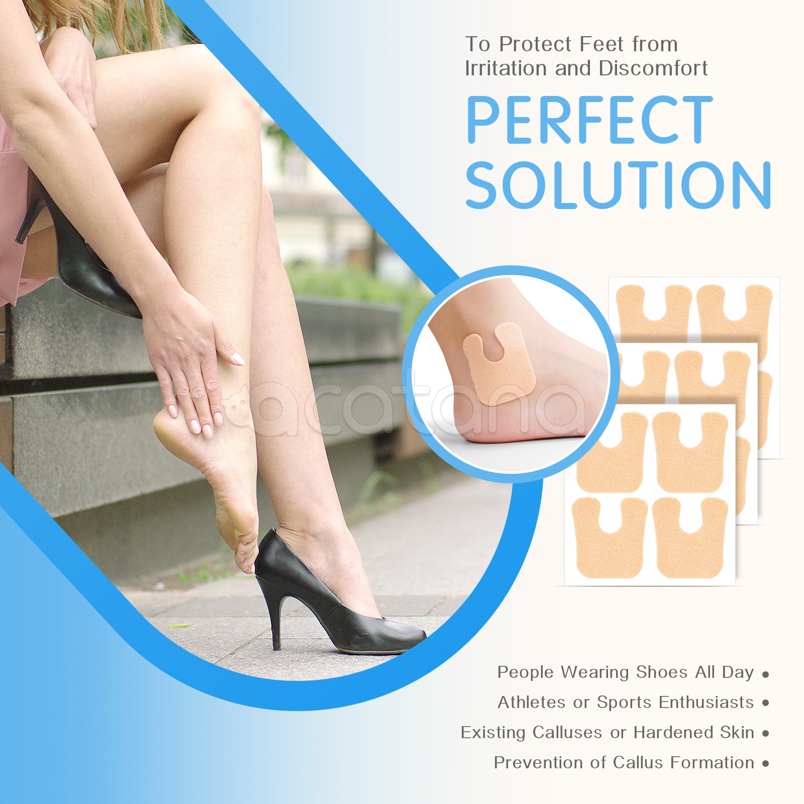 ELAIMEI U-Shaped Felt Callus Pads for Feet Pain Relief & Foot Protection, pack of 48pcs