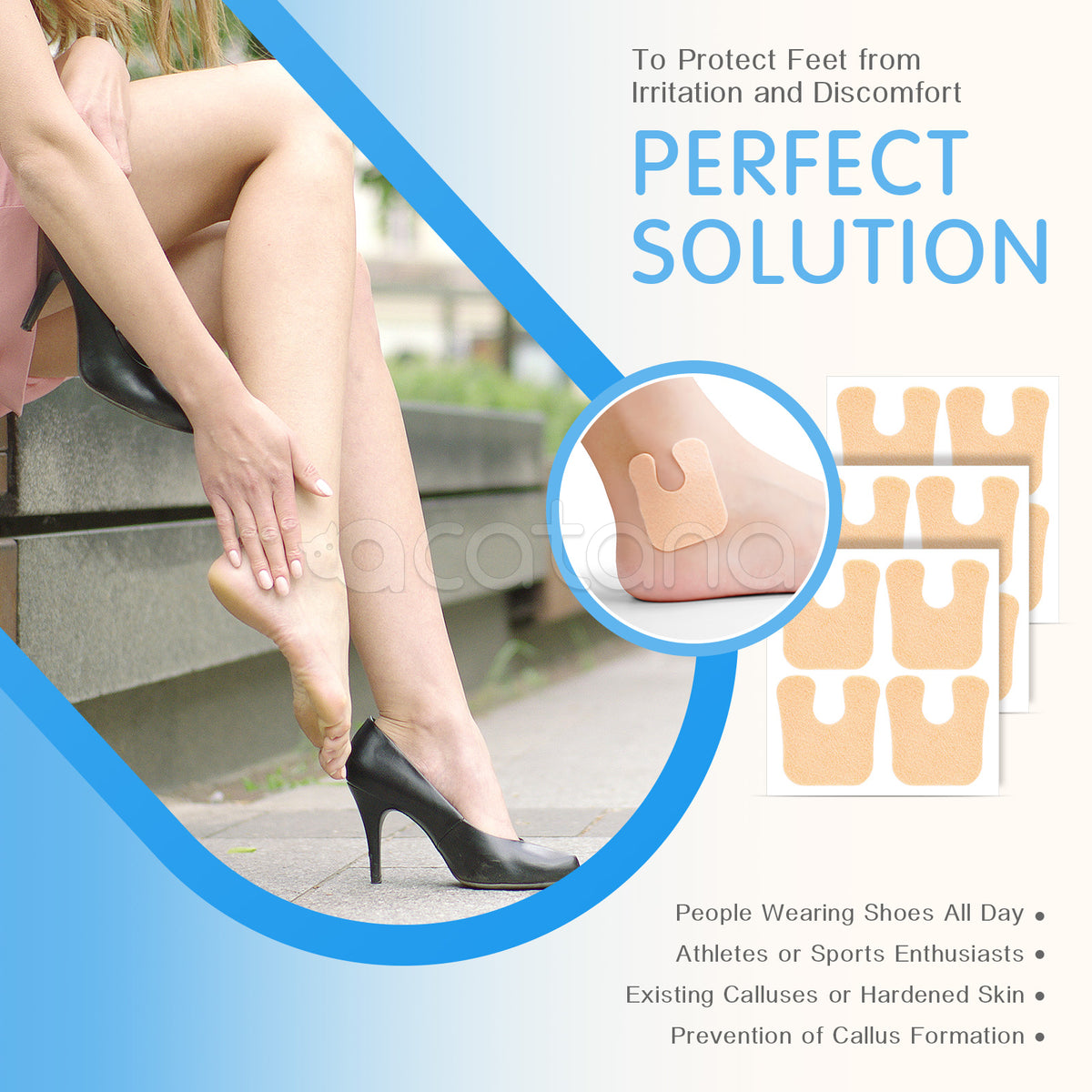 ELAIMEI U-Shaped Felt Callus Pads for Feet Pain Relief & Foot Protection, pack of 48pcs