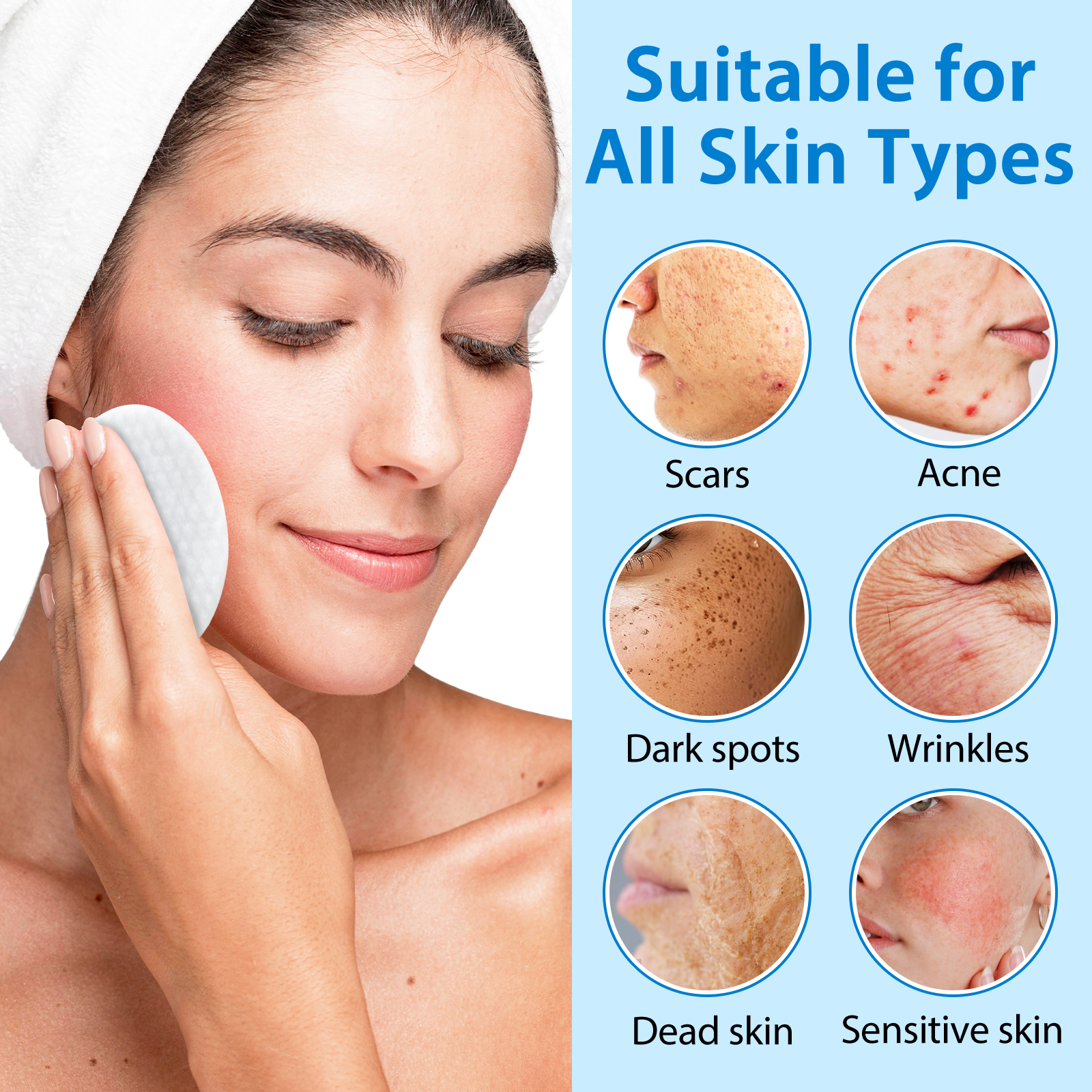 ALIVER Glycolic Acid Exfoliating Pads, 40pcs