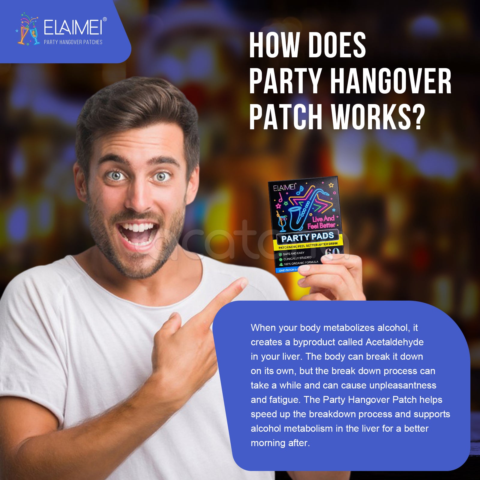 ELAIMEI Anti Hangover Party Pads, 60pcs