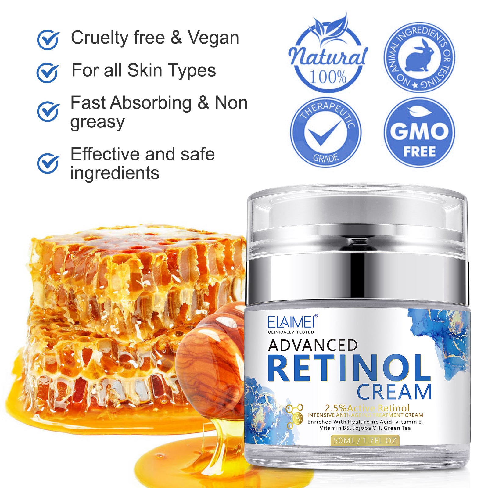 ELAIMEI 2,5% Pure Retinol Cream for Face