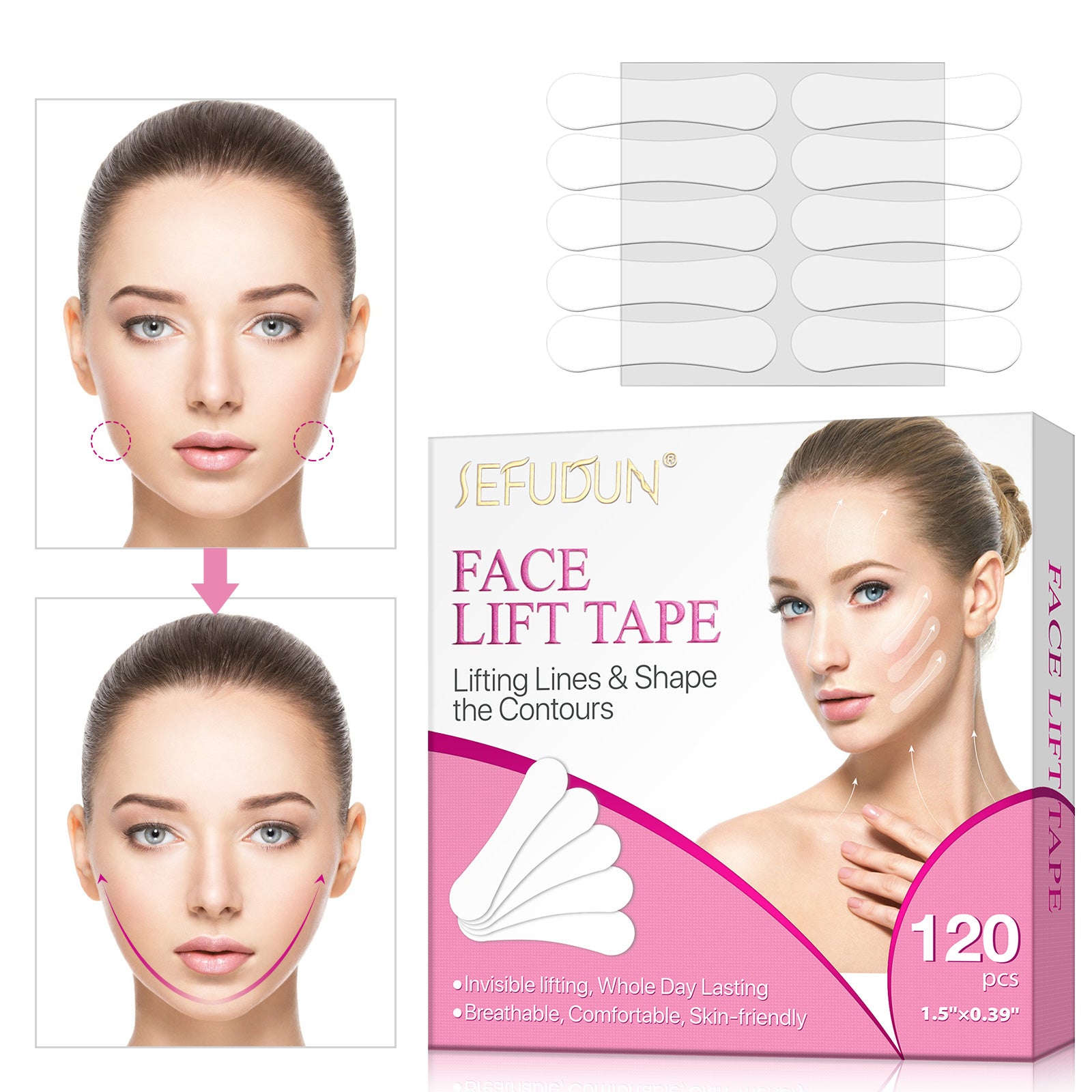 SEFUDUN Face Lift Tape, 120pcs