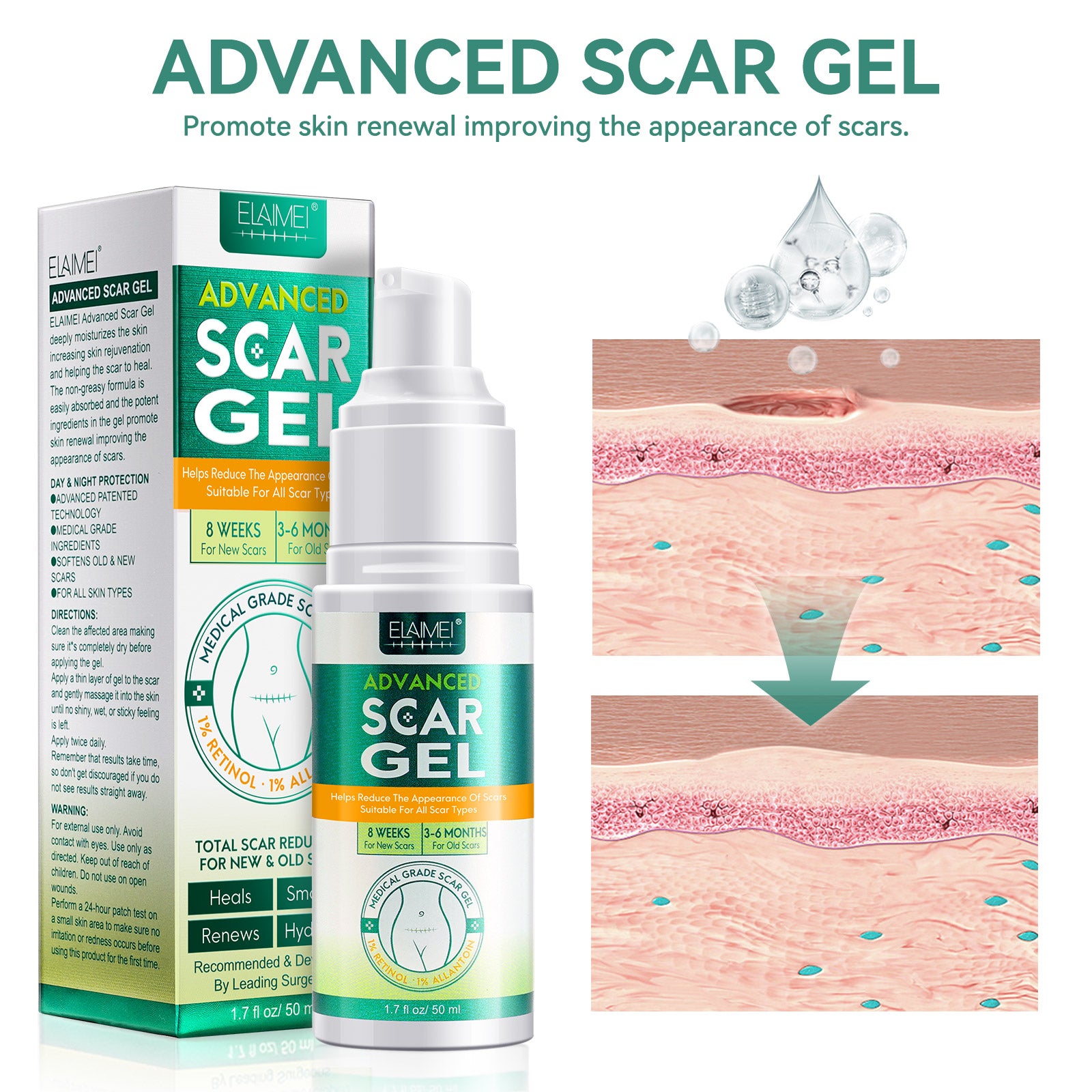 ELAIMEI Advanced Scar Removal Gel for Body, 50ml