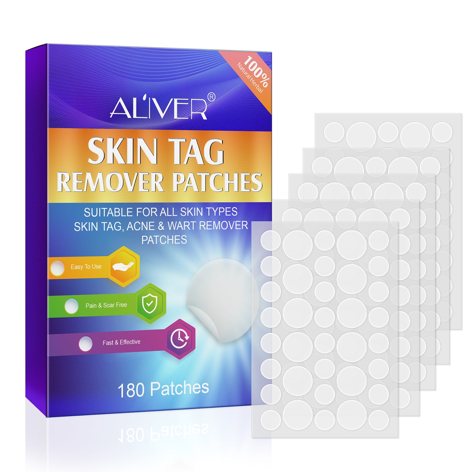 ALIVER Safe Skin Tag Remover Patches, pack of 180pcs