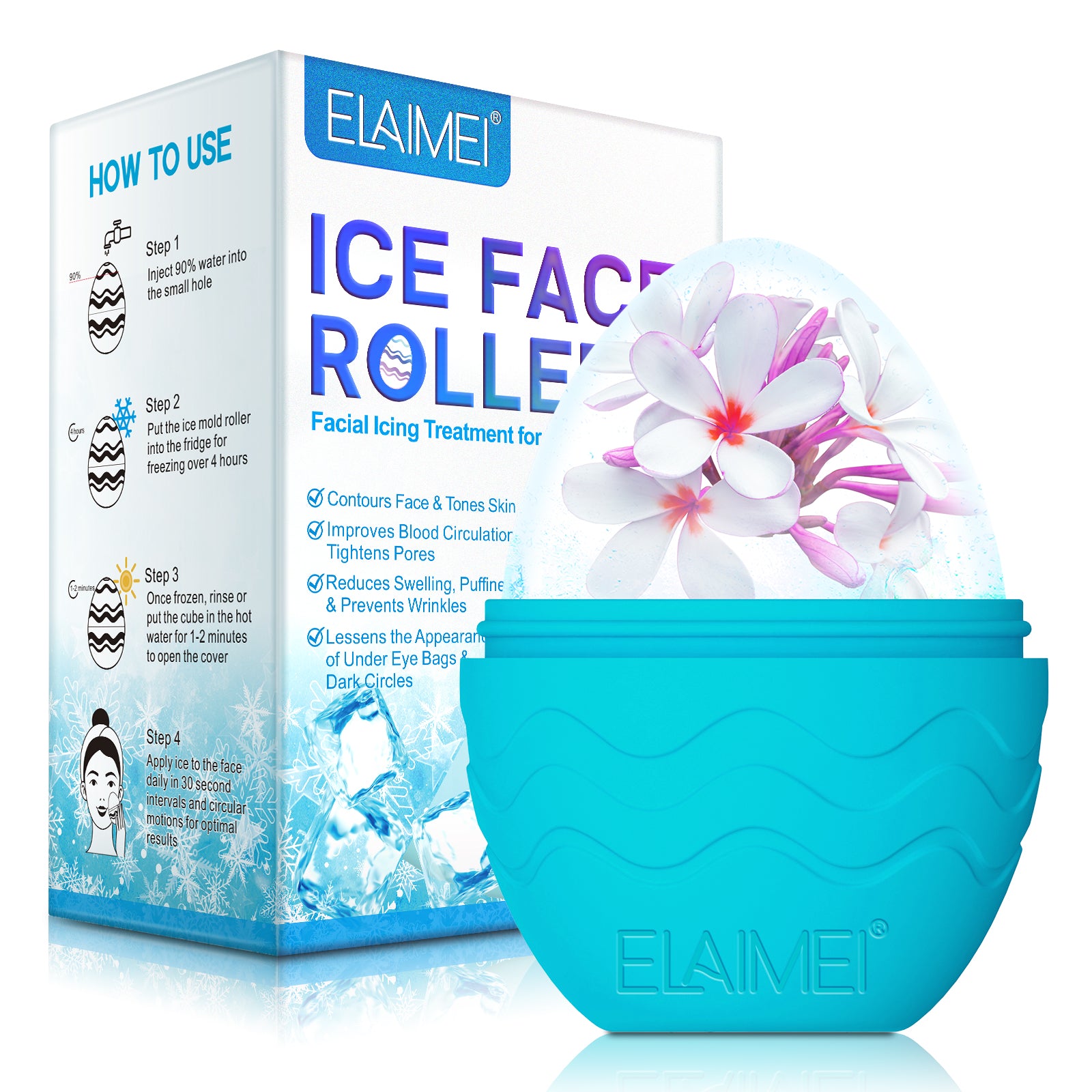 ELAIMEI Ice Roller Facial Cube Massager, Blue
