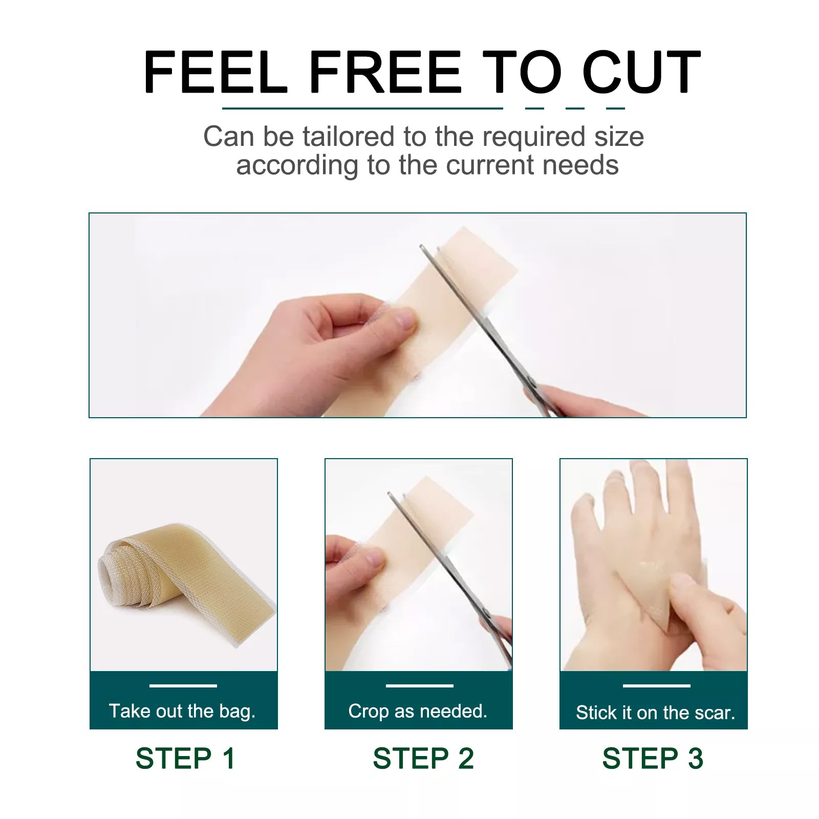 ELAIMEI Silicone Scar Removal Sheets, Roll Tape 3m