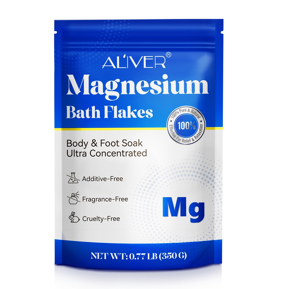 ALIVER Magnesium Chloride Flakes, 100% Natural Bath Salts 350g