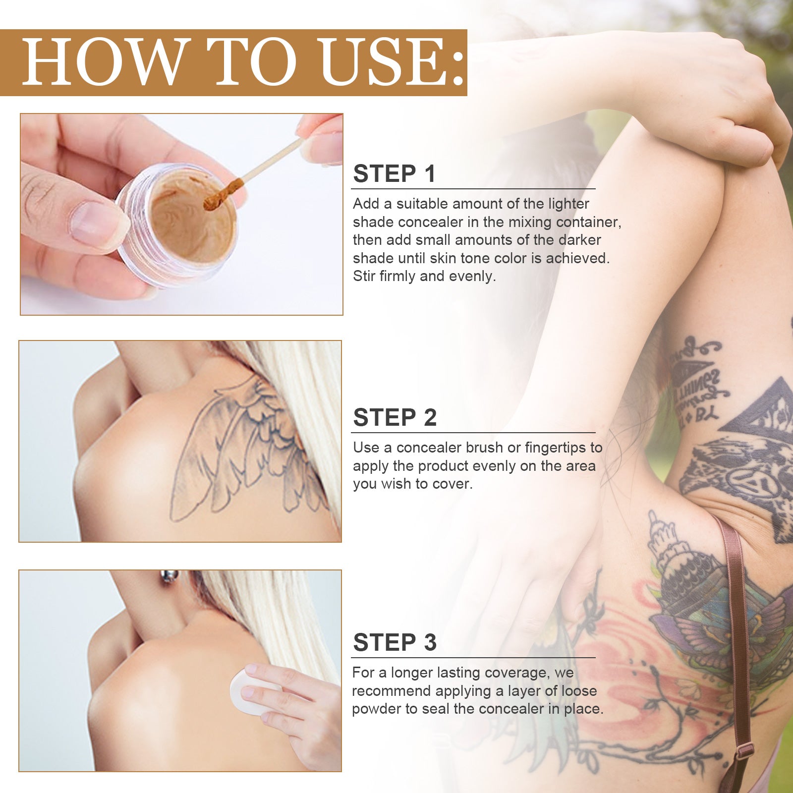 ELAIMEI Tattoo Full Coverage Concealer Set