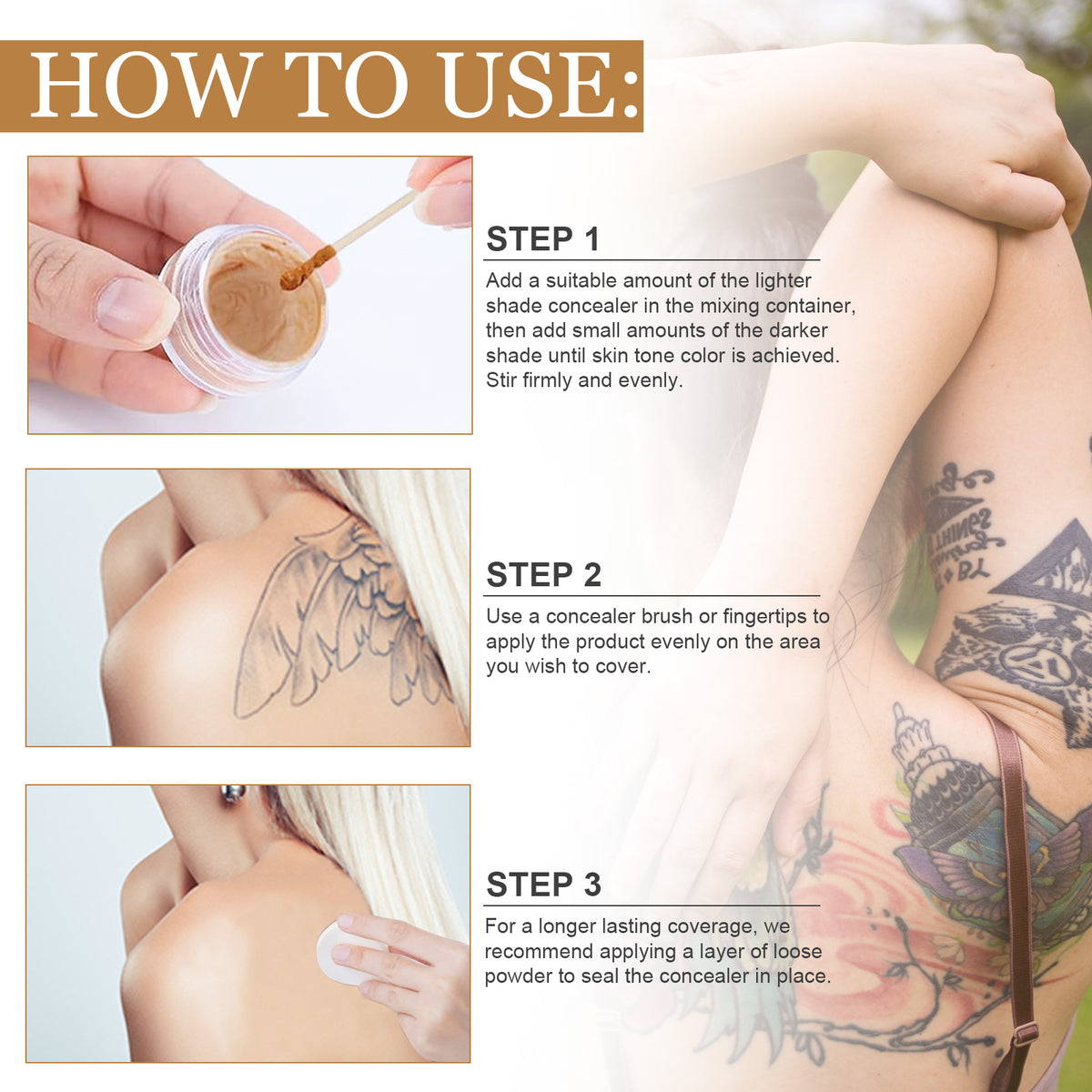 ELAIMEI Tattoo Full Coverage Concealer Set