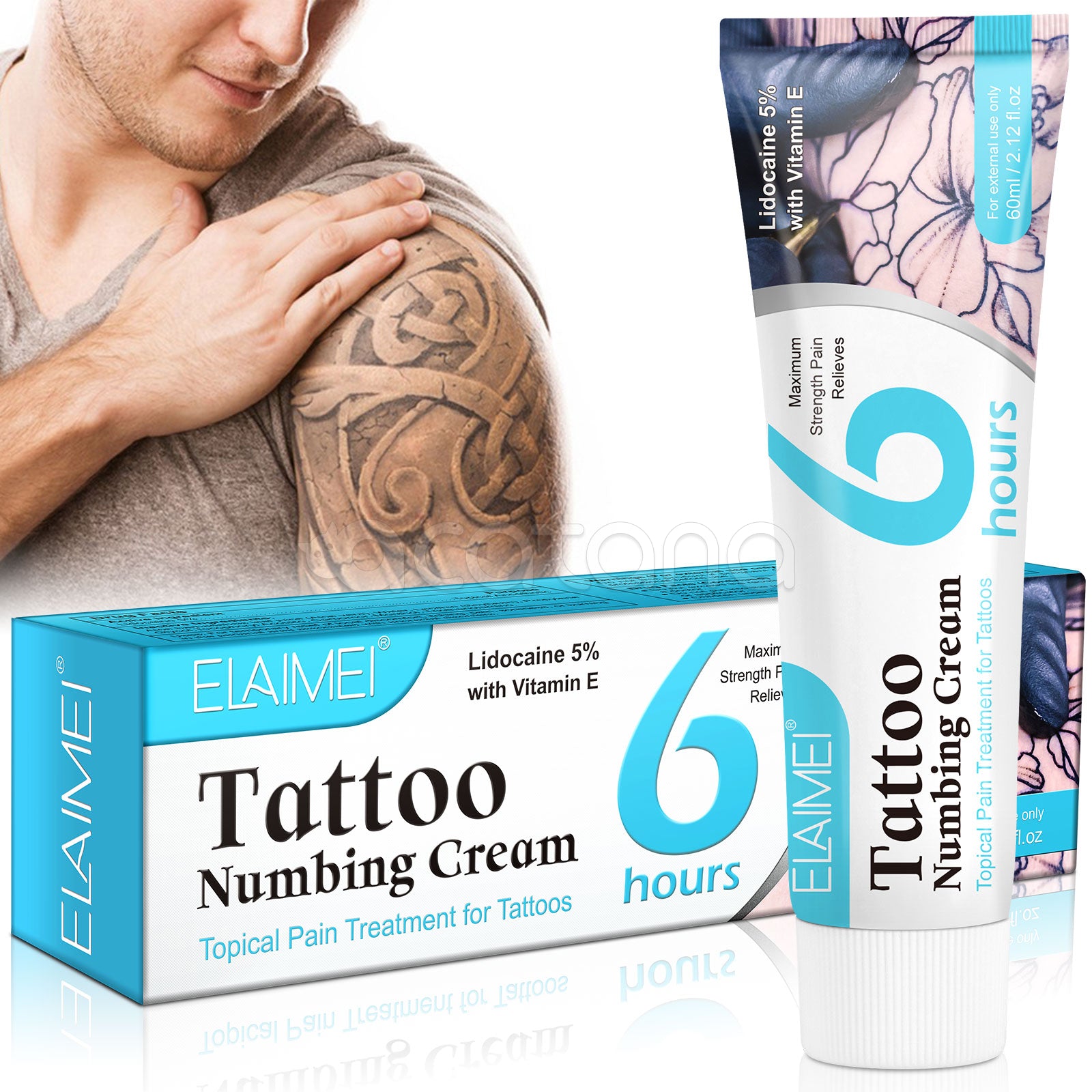 ELAIMEI Aftercare Tattoo Numbing Cream, 60ml