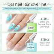 Reviglam Gel Nail Polish Remover and Cuticle Oil Manicure Kit Soak Off Fast Moisturizer Instant Nails Strength Easy to Use
