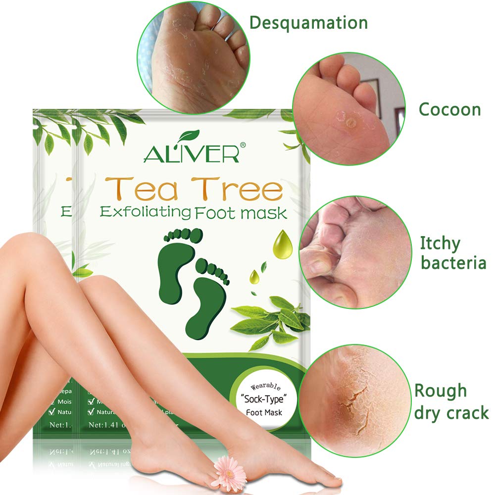 Aliver Tea Tree Soft Foot Peel Mask for Feet Dead Skin Remover