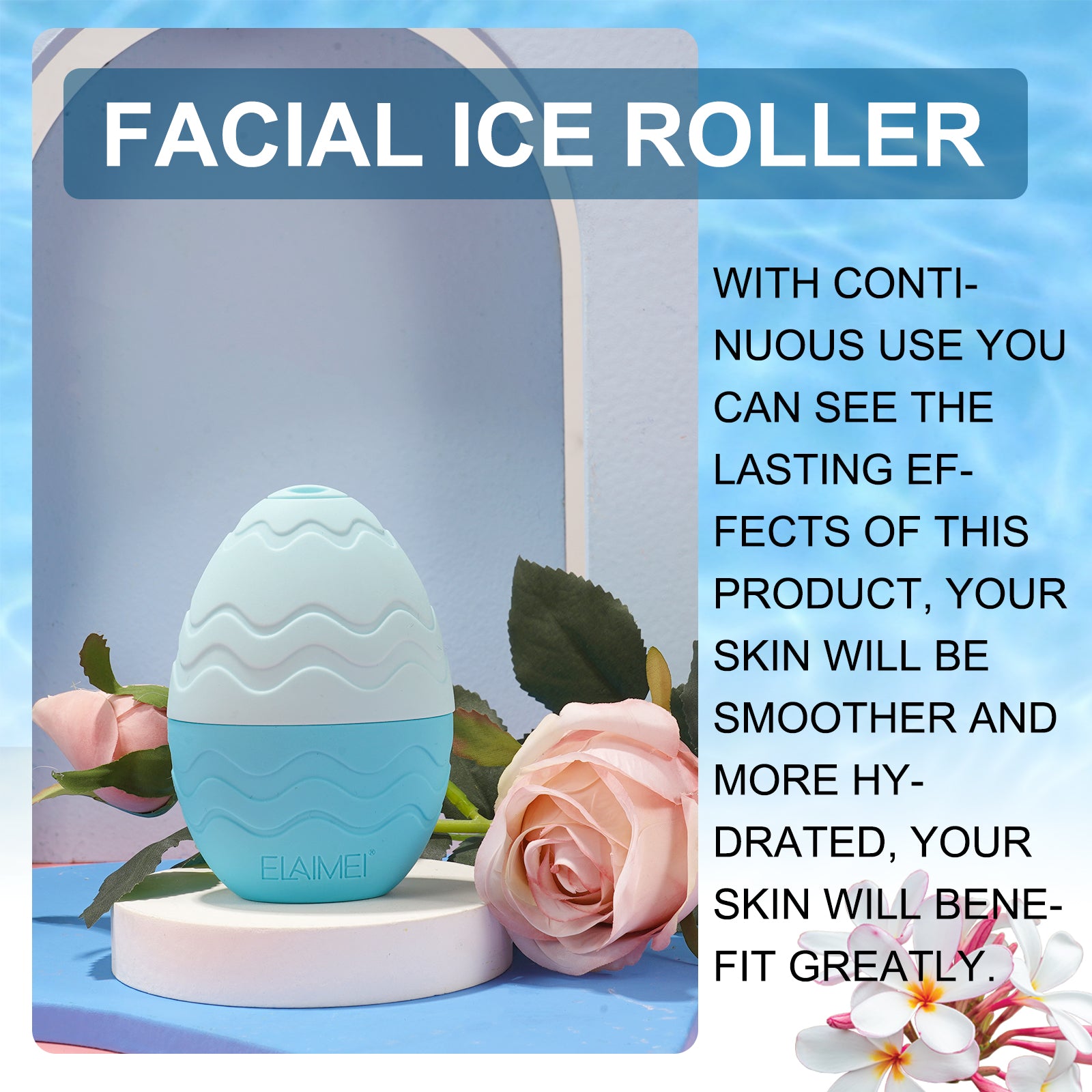 ELAIMEI Ice Roller Facial Cube Massager, Blue