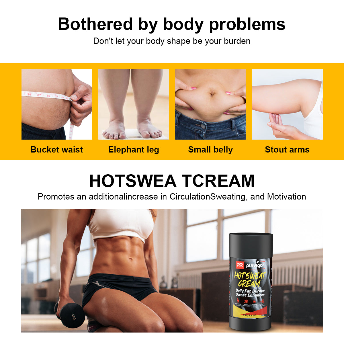 PURVIGOR Slimming Cream Hot Sweat Gel Workout Enhancer Weight Loss and Fat Burning for Belly Anti Cellulite Massage & Muscle