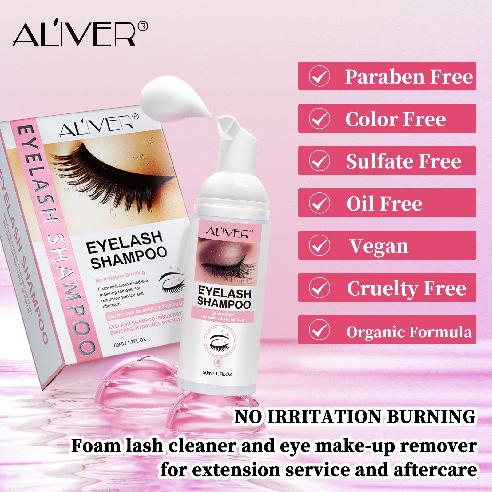 ALIVER Eyelash Shampoo for Lash Extension, Kit