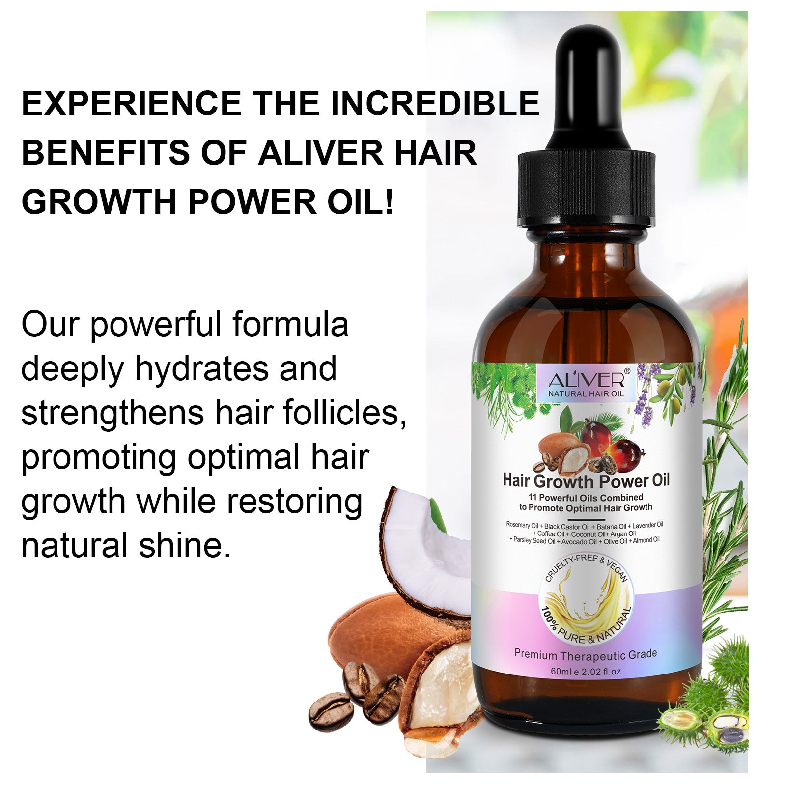 ALIVER Pure Natural Hair Growth Power Oil, 60ml