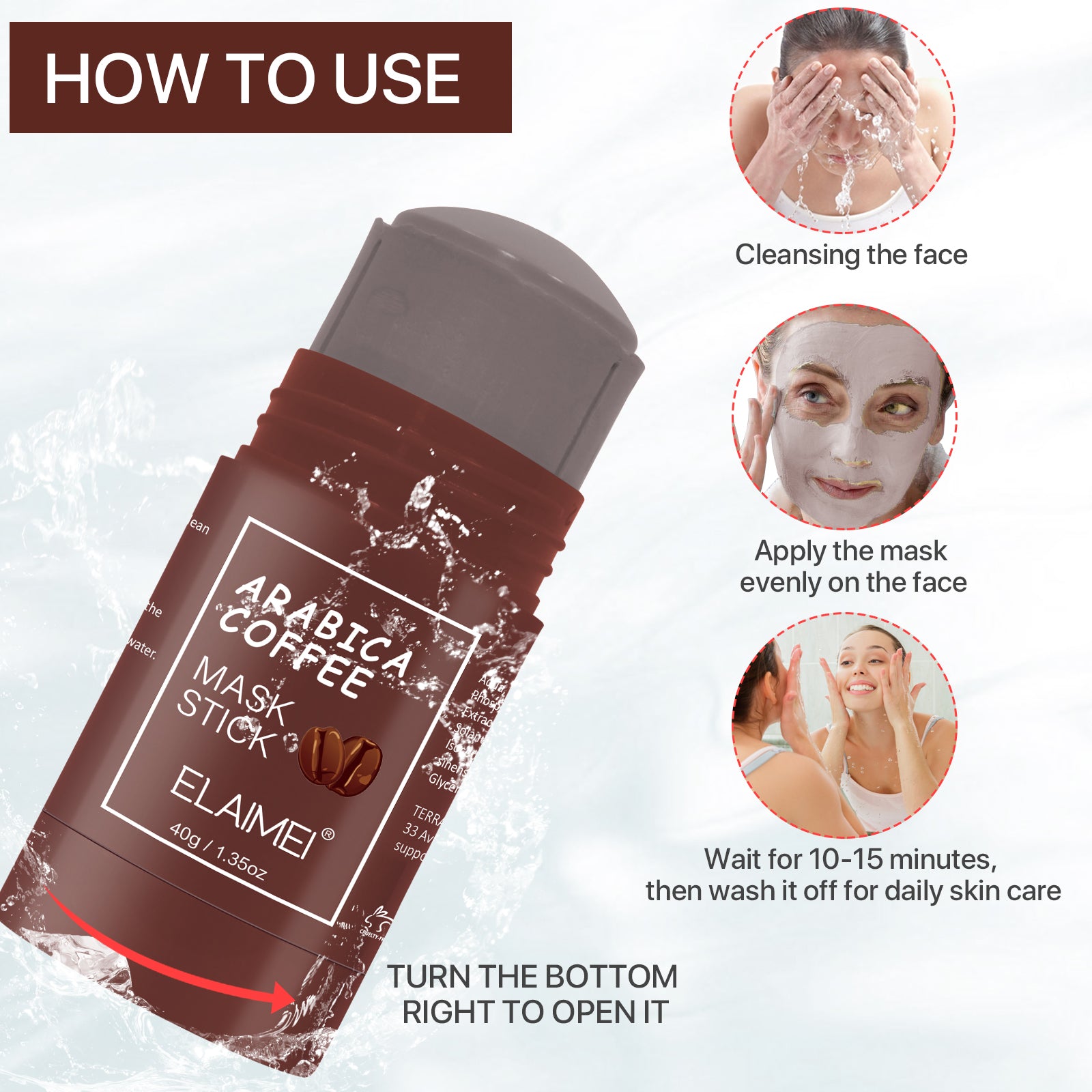 ELAIMEI Arabica Coffee Purifying Clay Mask Stick, 40g