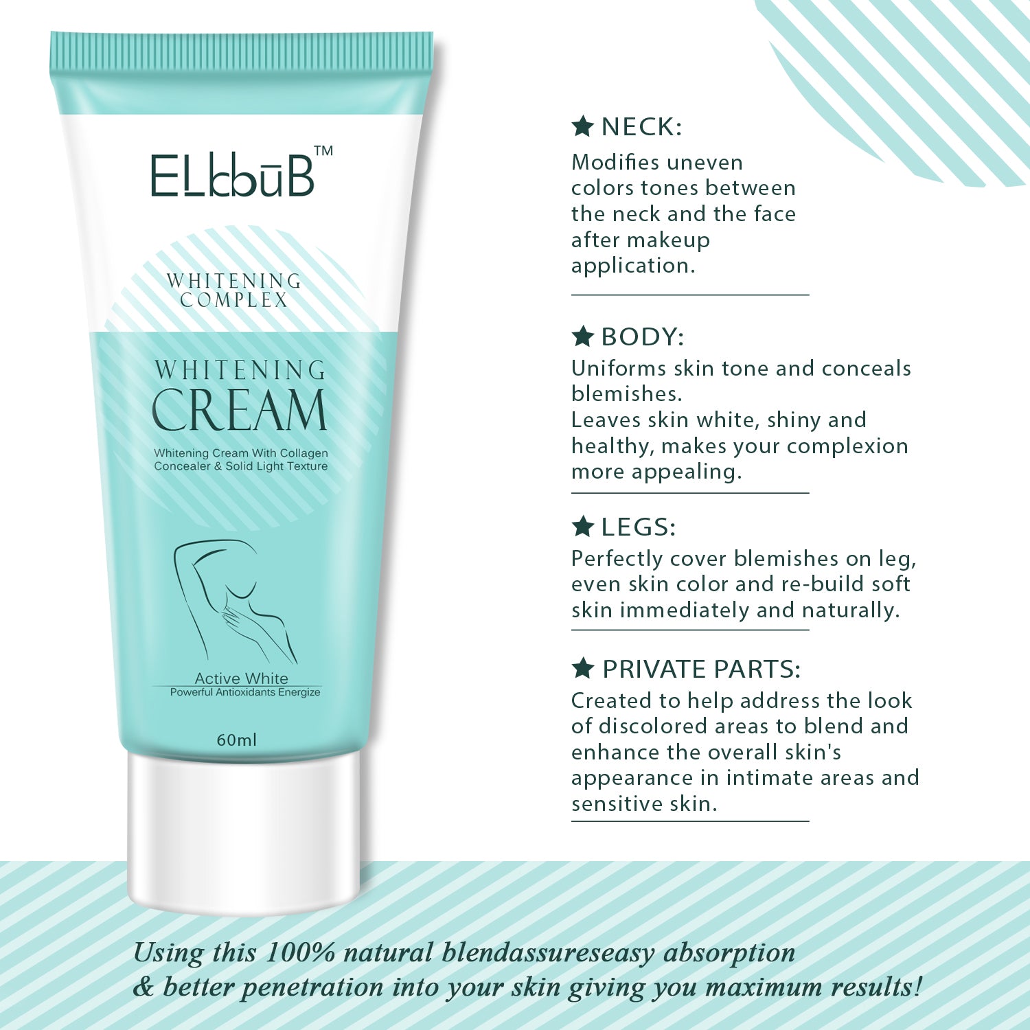 ELBBUB Whitening Cream for Body, 60ml