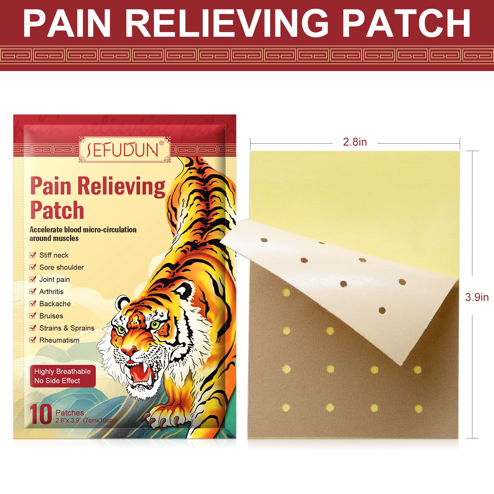 SEFUDUN Pain Relieving Patches, pack of 10pcs