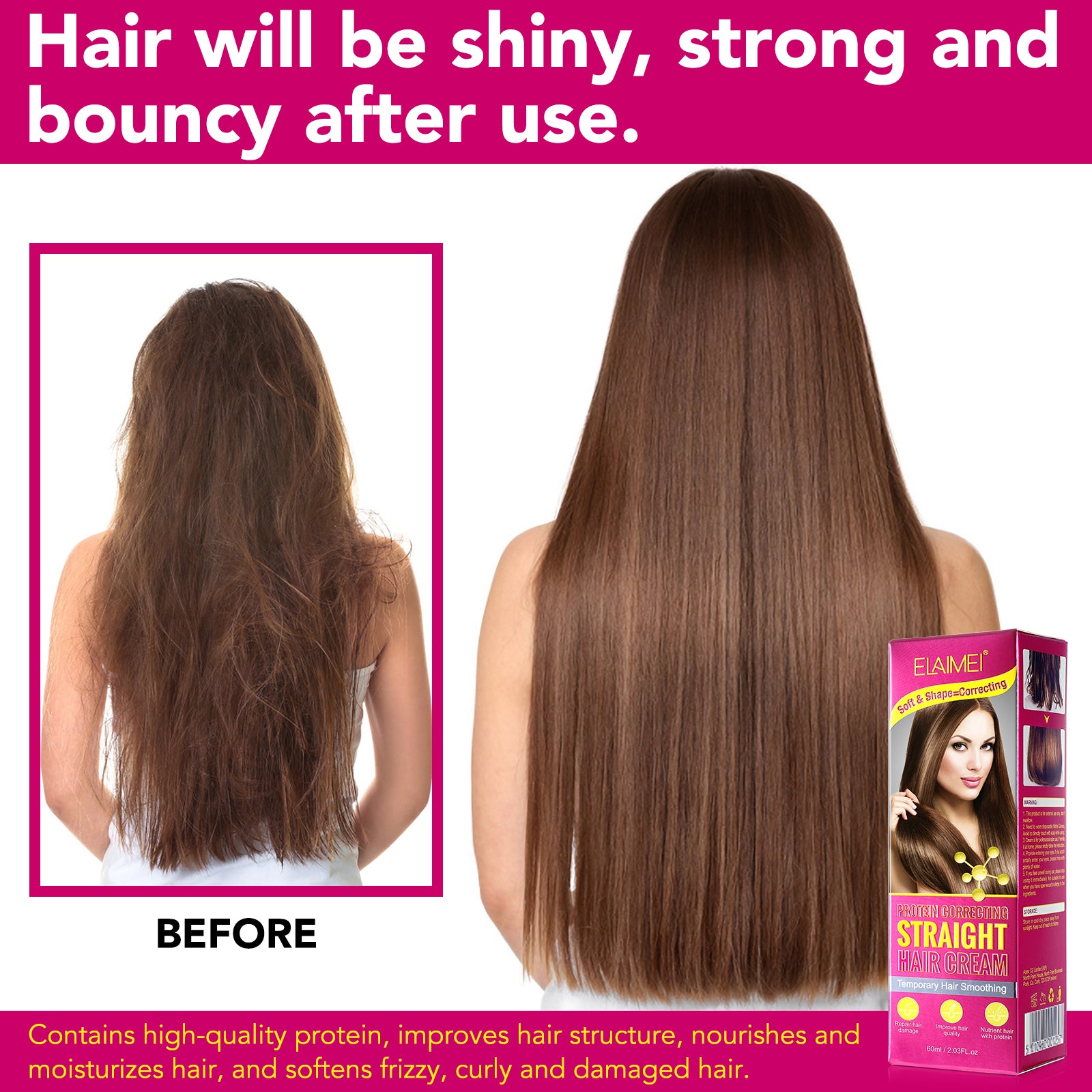 ELAIMEI Silk & Gloss Hair Straightening Cream, 60ml