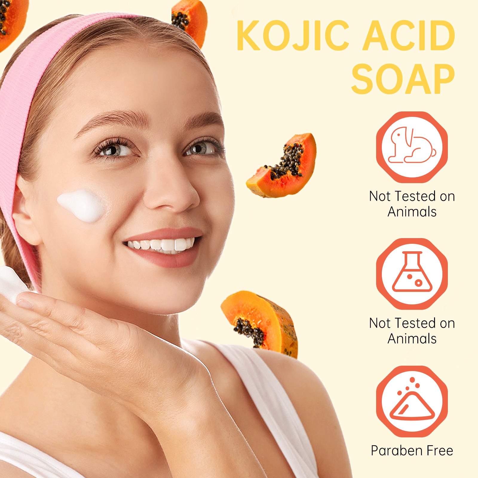 ELAIMEI Papaya Kojic Acid Soap for Face and Body, 100g