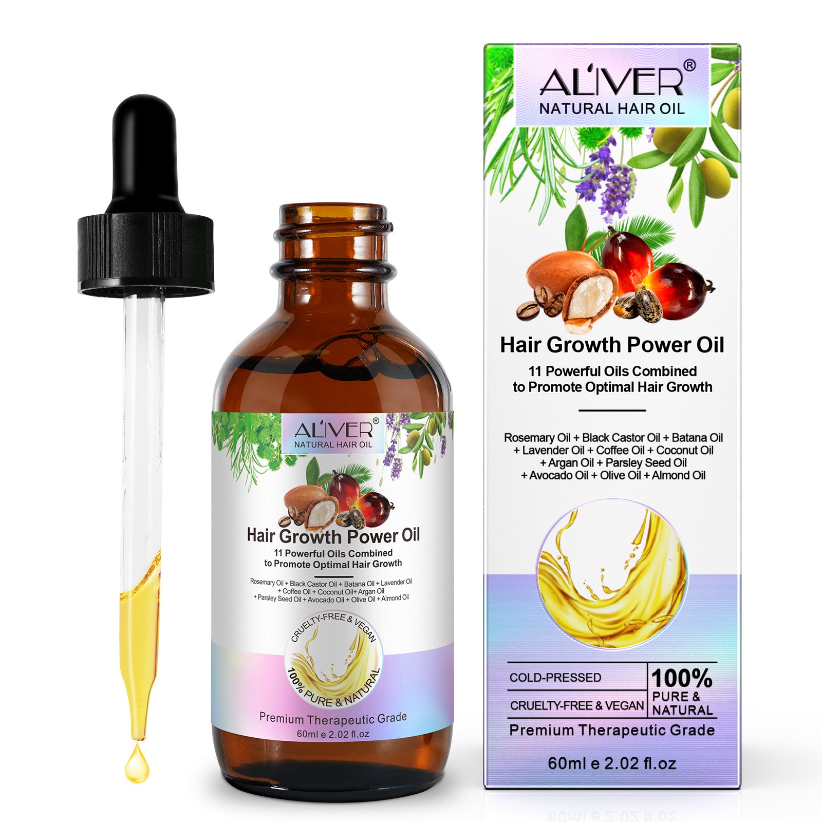 ALIVER Pure Natural Hair Growth Power Oil, 60ml