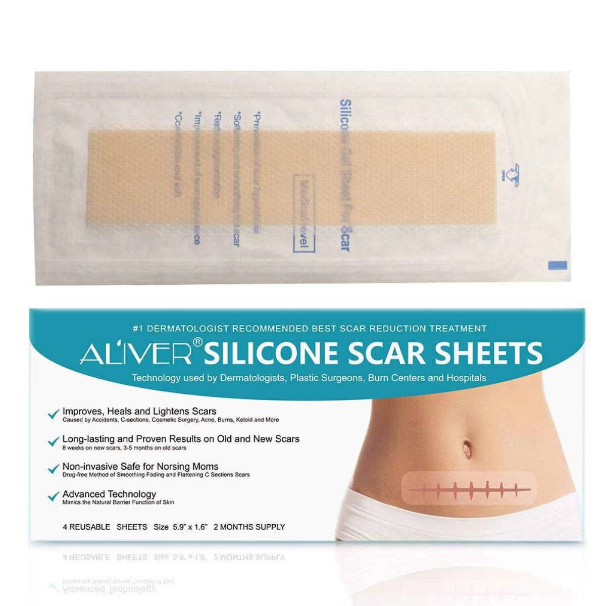 Aliver Silicone Gel Sheets for Scar Removal Treatment Repair