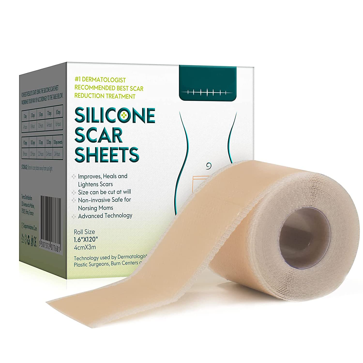 ELAIMEI Silicone Scar Removal Sheets, Roll Tape 3m