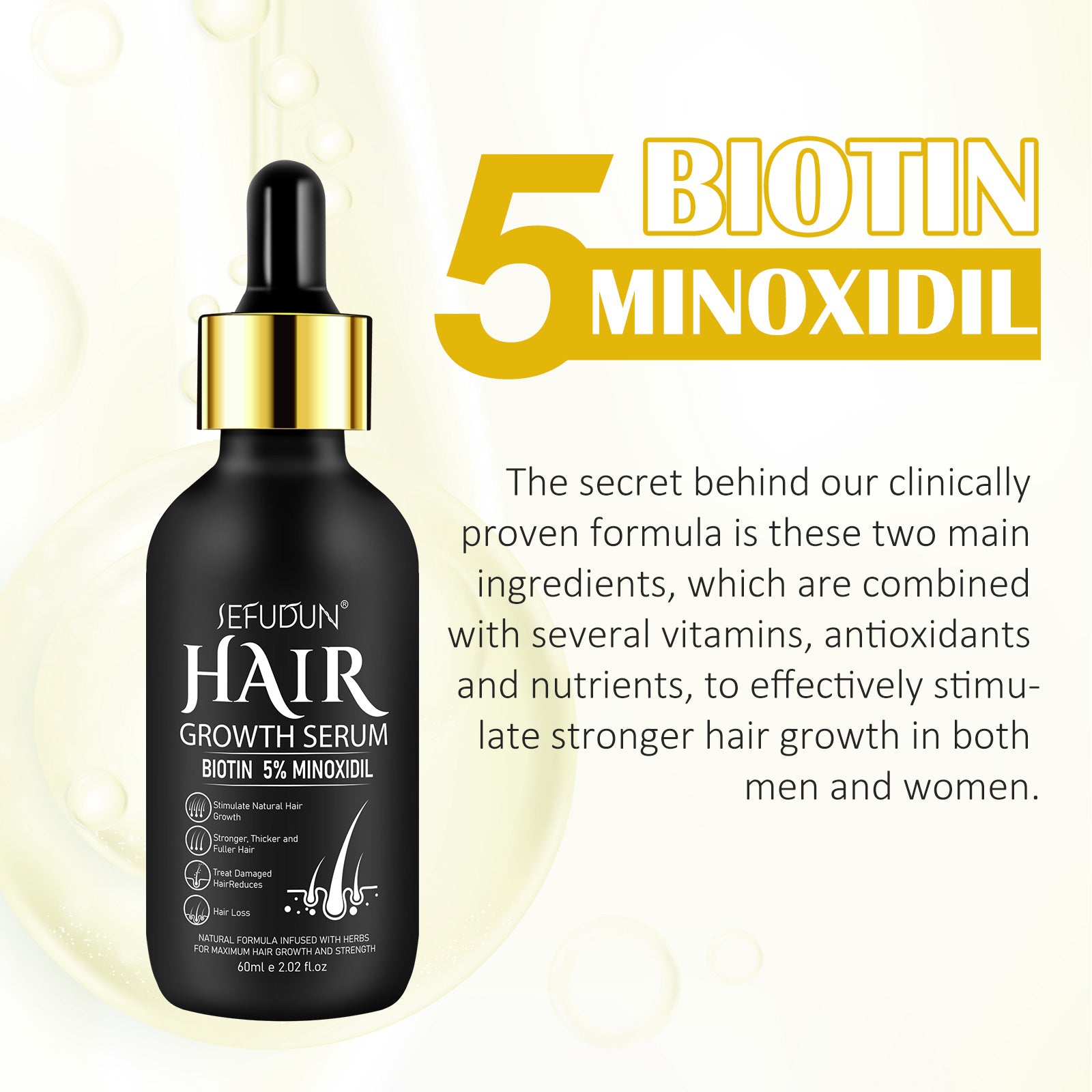 SEFUDUN Hair Growth Serum + Derma Roller Kit