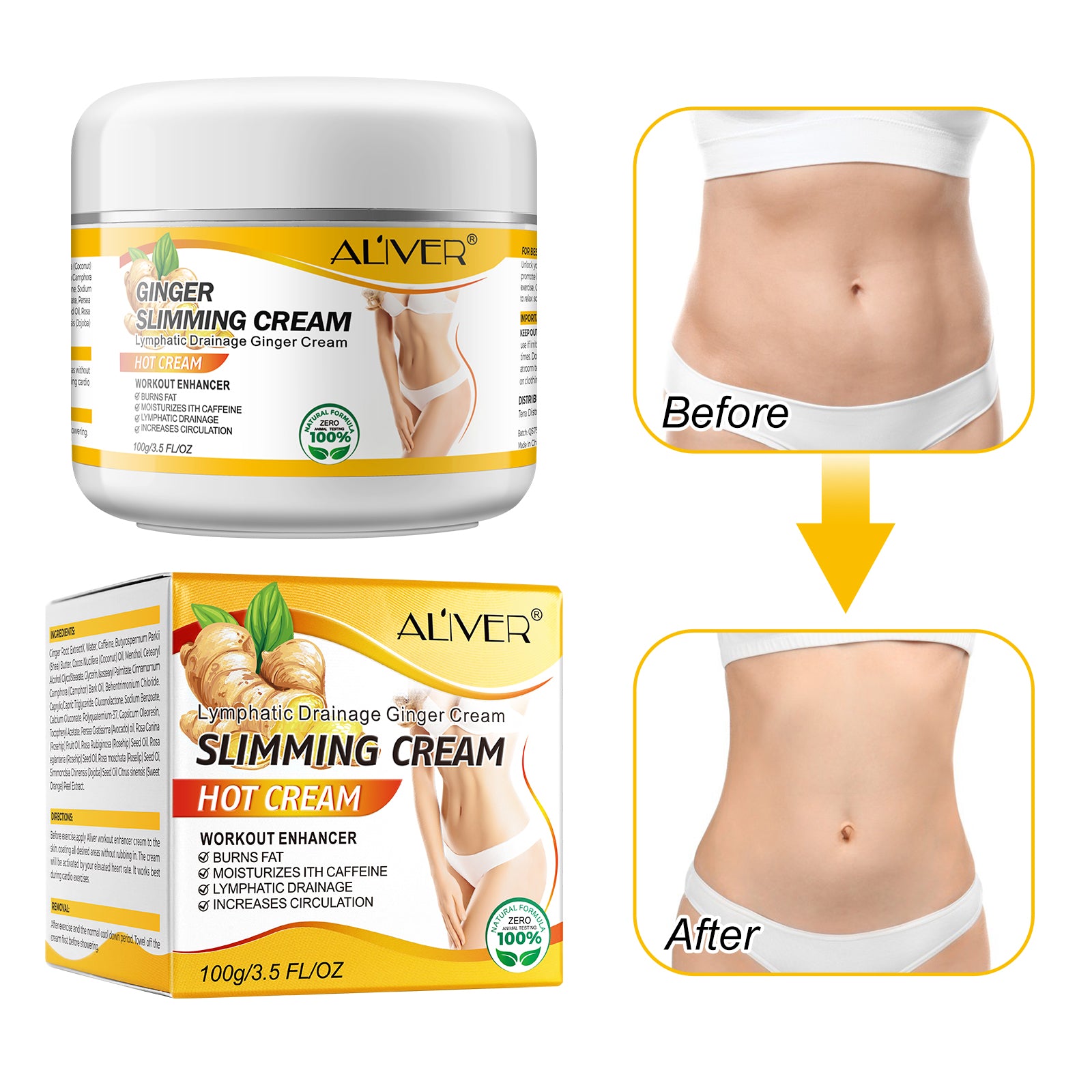 Aliver Body Slimming Hot Cream Fat Burner Anti Cellulite Firming
