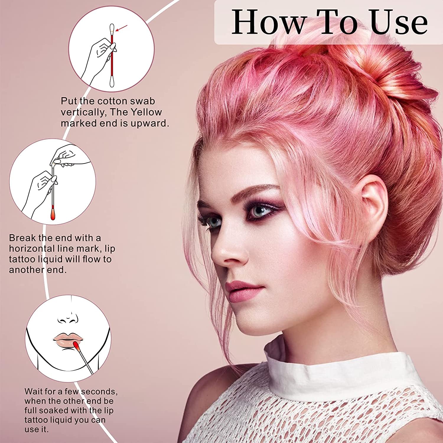 ELAIMEI Elaimei Tattoo Lipstick, Cotton Swab 20pcs