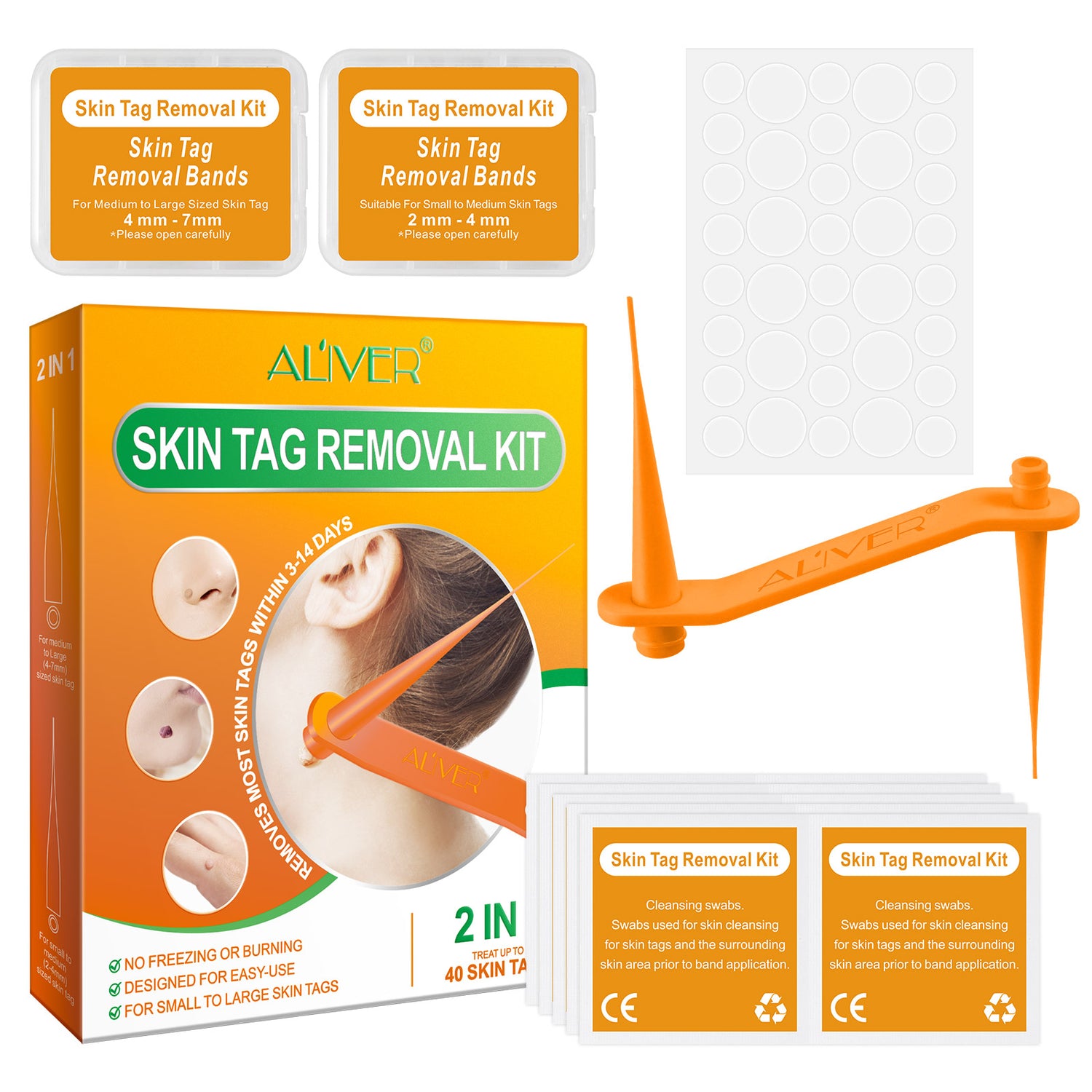 ALIVER Orange Skin Tag Remover Kit