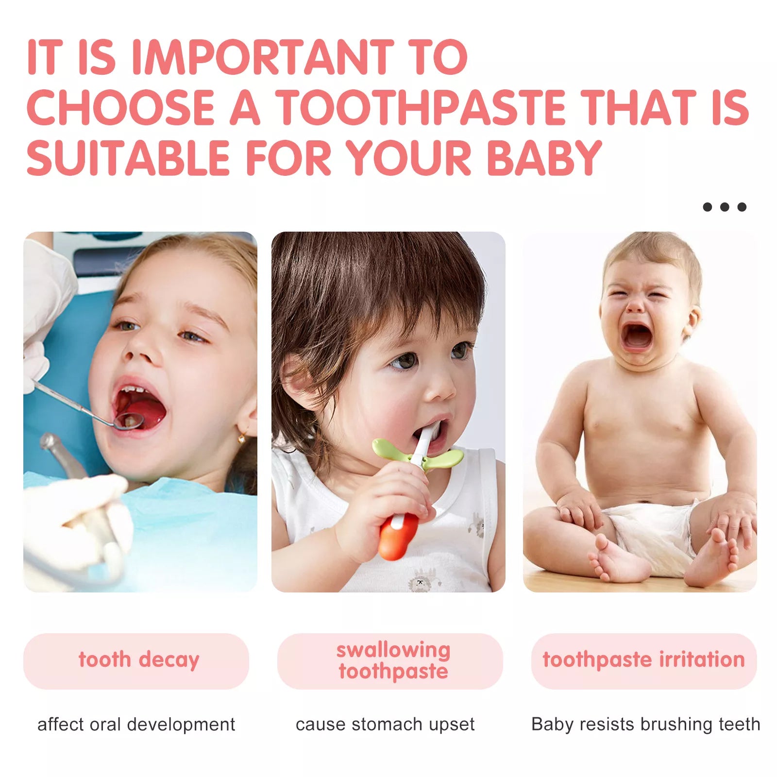 ALIVER Peach Flavor Foam Toothpaste for Kids, 60ml