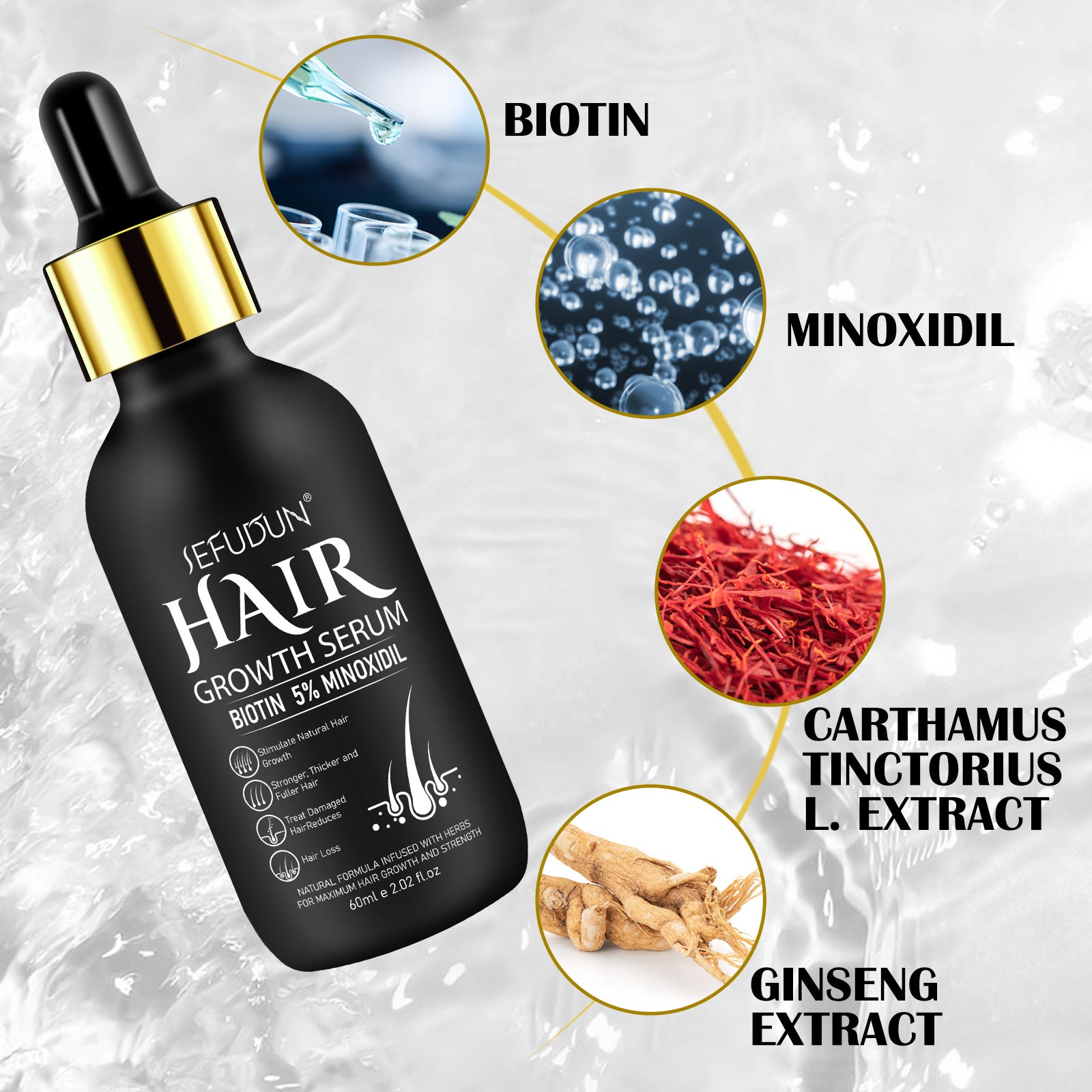 SEFUDUN Hair Growth Serum + Derma Roller Kit