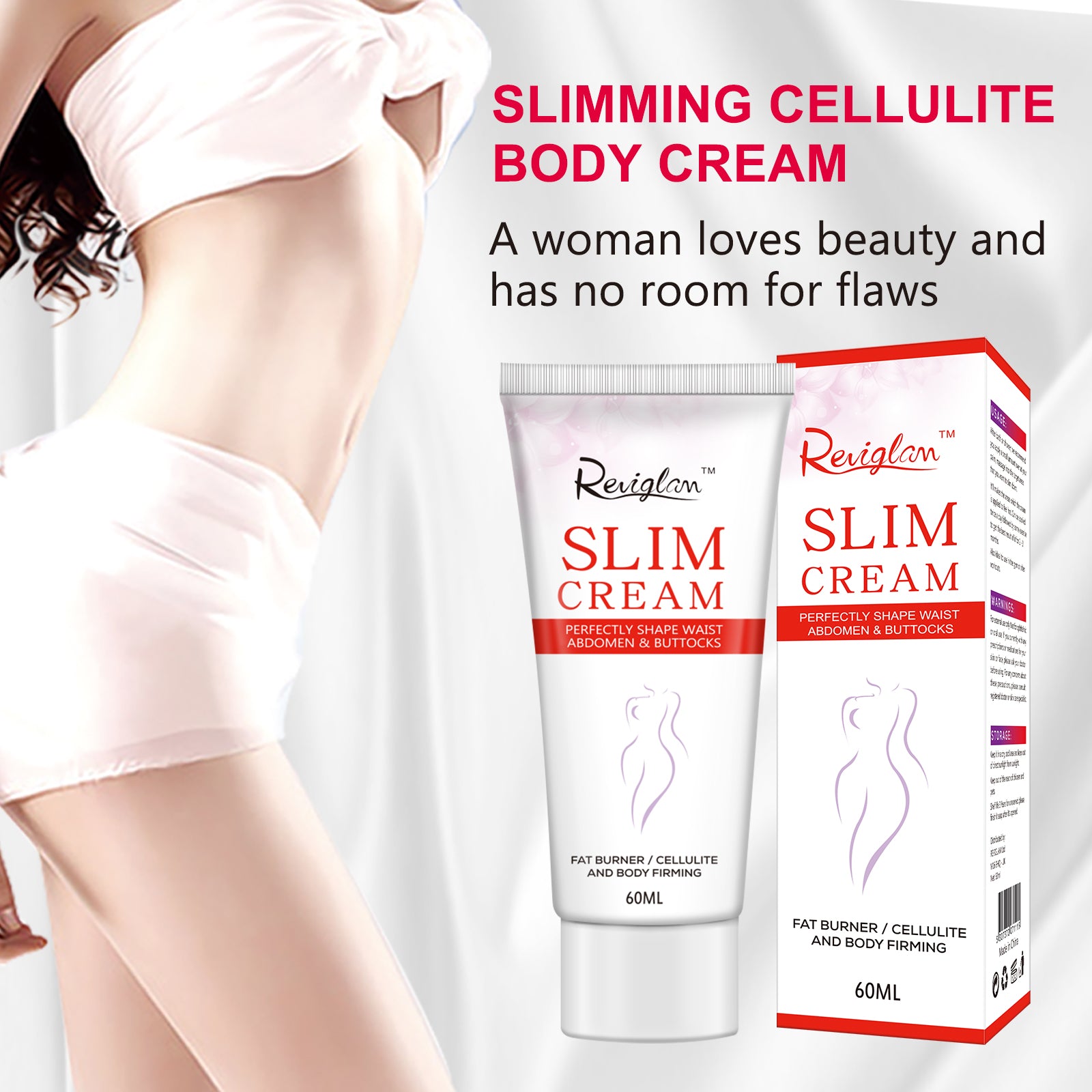 Reviglam Effective Slimming Body Cream Weight Loss Fat Burner Cellulite Removal Full Firming Shape Shaping Waist Abdomen and Buttocks