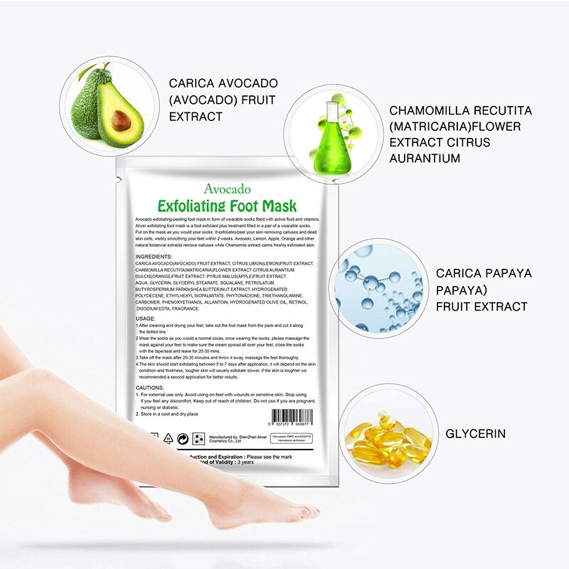 Aliver Avocado Soft Foot Peel Mask for Feet Dead Skin Remover