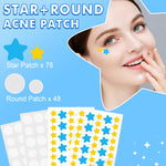 ELAIMEI Stars + Round Pimple Patches, pack of 126pcs (yellow, blue)