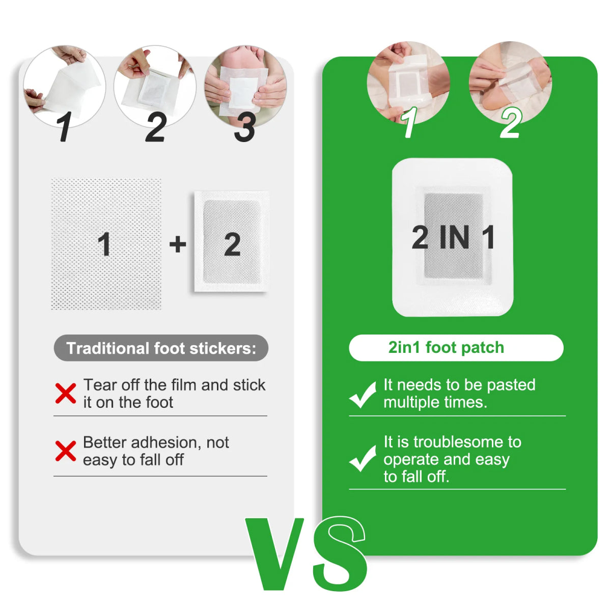 SEFUDUN Natural Detox Foot Patches with Bamboo Vinegar & Ginger, 10pcs