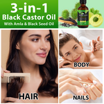 ALIVER Natural 3-in-1 Black Castor Oil with Amla & Black Seed Oil, 60ml