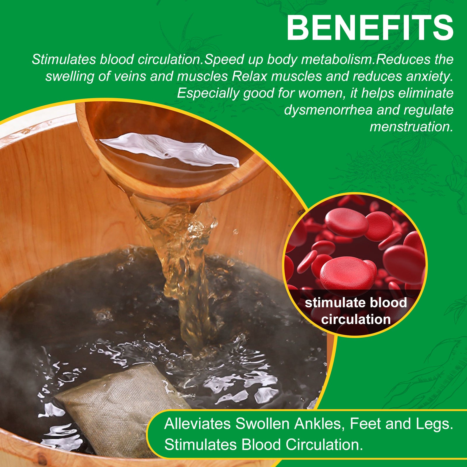 SEFUDUN Leg Slimming Foot Soak Bath Patches, 12pcs