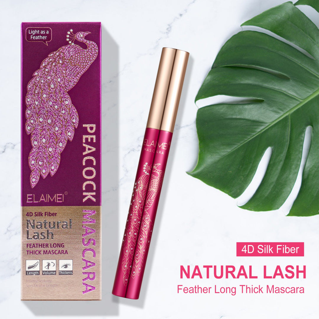 ELAIMEI Black 4D Silk Fiber Eyelash Mascara, Waterproof Makeup 10ml