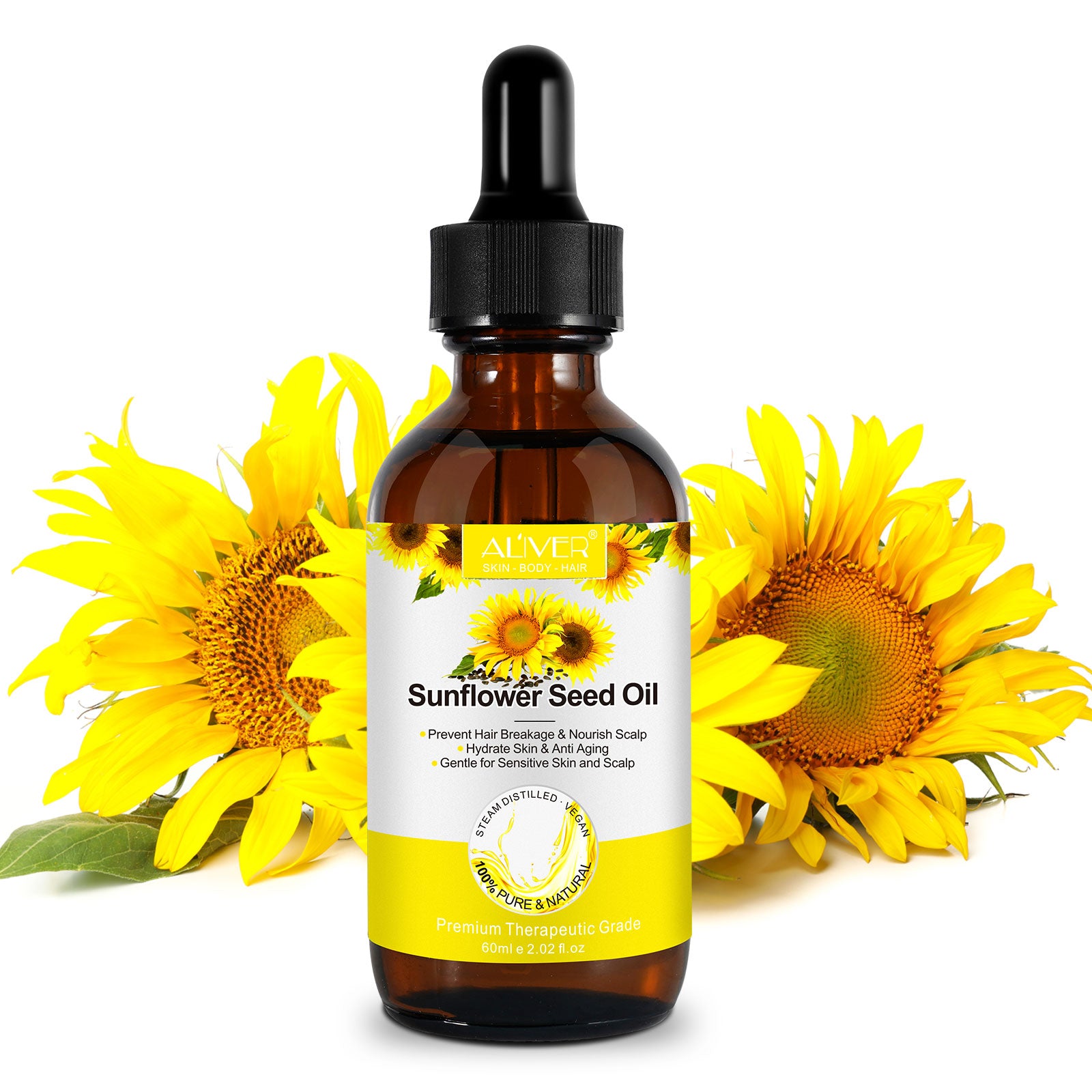 ALIVER Pure Sunflower Seed Oil for Hair, Body & Skin, 60ml